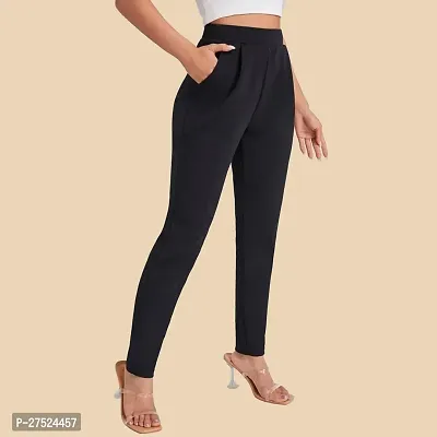 Elegant Black Polyester Solid Trousers For Women-thumb5