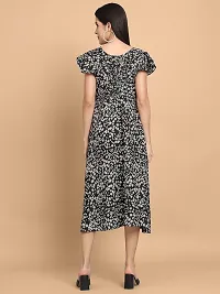 Stylish Black Polyester Printed Fit And Flare Dress For Women-thumb1