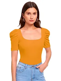 Maheshvi Casual Polyester Blend Square Neck and Puff Sleeves Stylish Top (23 Inches)-thumb1
