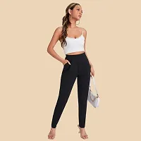 Elegant Black Polyester Solid Trousers For Women-thumb3