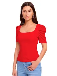 Maheshvi Casual Polyester Blend Square Neck and Puff Sleeves Stylish Top (23 Inches)-thumb1