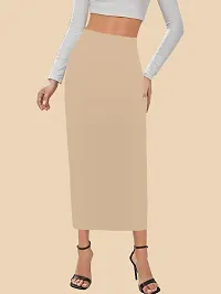 Elegant Beige Polyester Solid Skirts For Women And Girls-thumb4