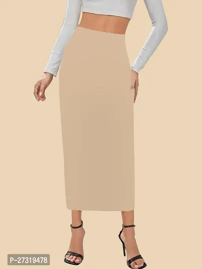 Elegant Beige Polyester Solid Skirts For Women And Girls-thumb5
