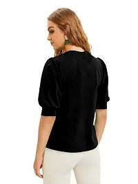 Maheshvi Henley Neck Puff Half Sleeves Polyester Blend Top (23 Inches)-thumb1