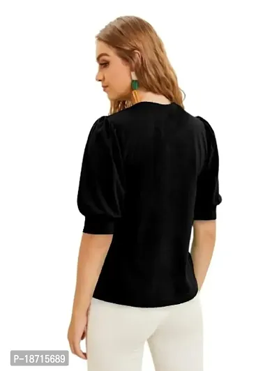 Maheshvi Henley Neck Puff Half Sleeves Polyester Blend Top (23 Inches)-thumb2