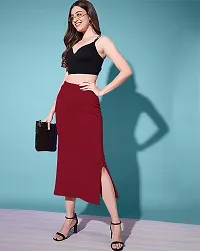 Casual Polyester Blend Solid Midi Stylish Skirt For Women-thumb3