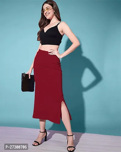 Casual Polyester Blend Solid Midi Stylish Skirt For Women-thumb4