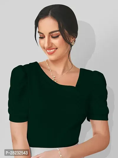 Stylish Green Knitted Polyester Solid Top For Women