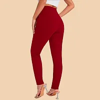 Elegant Maroon Polyester Solid Trousers For Women-thumb4