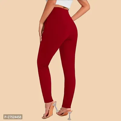 Elegant Maroon Polyester Solid Trousers For Women-thumb5