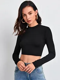 Stylish Polyester Blend Round Neck Full Sleeves Crop Top-thumb4