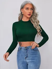 Maheshvi Polyester Blend Round Neck Full Sleeves Stylish Crop Top for Women (16 Inches)-thumb4