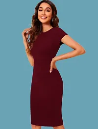 Stylish Maroon Polyester Solid Fitted For Women-thumb1
