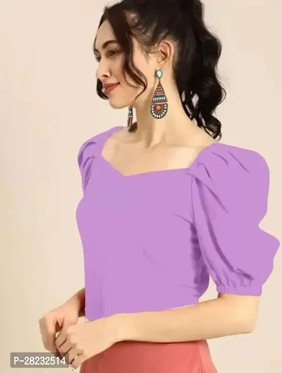 Stylish Purple Knitted Polyester Solid Top For Women-thumb3