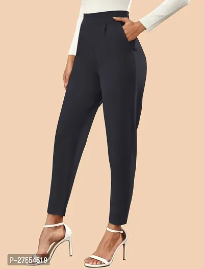 Elegant Black Polyester Solid Trousers For Women-thumb2