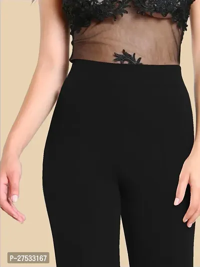 Elegant Black Polyester Solid Trousers For Women-thumb3