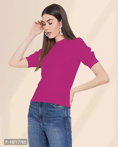 Maheshvi Women's Round Neck Short Sleeve Elegant Tee Top .(Sofia)-thumb3