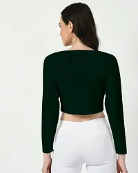 Elegant Green Polyester Solid Top For Women-thumb2