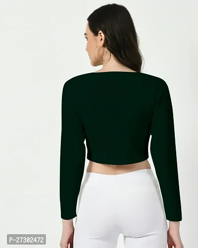 Elegant Green Polyester Solid Top For Women-thumb3