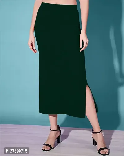 Casual Polyester Blend Solid Midi Stylish Skirt For Women-thumb0