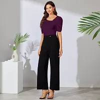 Elegant Purple Polyester Solid Top For Women-thumb3