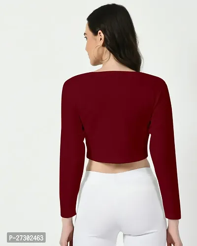 Elegant Maroon Polyester Solid Top For Women-thumb3