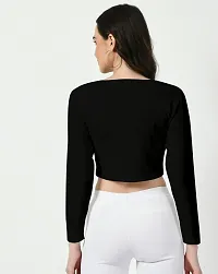 Elegant Black Polyester Solid Top For Women-thumb2