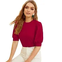 Maheshvi Henley Neck Puff Half Sleeves Polyester Blend Top (23 Inches)-thumb3