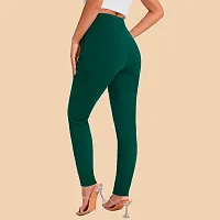 Elegant Green Polyester Solid Trousers For Women-thumb2