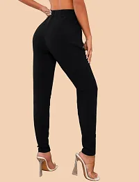 Elegant Black Polyester Solid Trousers For Women-thumb2