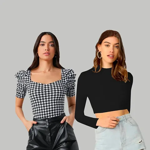 Elegant Self Pattern Top For Women Pack of 2