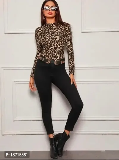 Maheshvi Women Casual Polyester Blend Round Neck and Half Sleeves Stylish Printed Top.(Empire Tiger)-thumb4