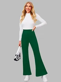 Maheshvi Women's High Waist Bell Bottom Trouser, Elastic Flared Bootcut Pants, Stretchy Parallel Leg for Casual Office Work wear (Dhoni) - XL_Green-thumb2