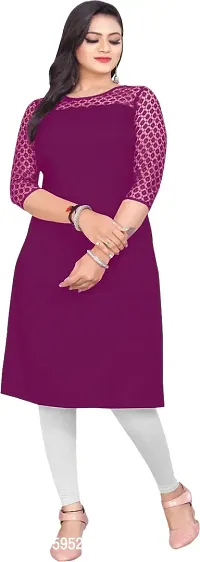 Elegant Wine Crepe Net Round Neck Kurta For Women