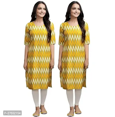 Stylish Yellow American Crepe Kurta For Women Combo Of 2-thumb0