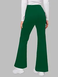 Maheshvi Women's High Waist Bell Bottom Trouser, Elastic Flared Bootcut Pants, Stretchy Parallel Leg for Casual Office Work wear (Dhoni) - XL_Green-thumb1