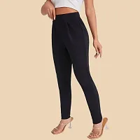 Elegant Black Polyester Solid Trousers For Women-thumb1