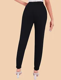 Stylish Black Polyester Solid Regular Fit Trousers For Women-thumb4