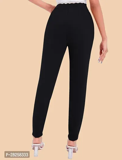 Stylish Black Polyester Solid Regular Fit Trousers For Women-thumb5