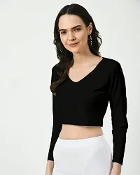 Elegant Black Polyester Solid Top For Women-thumb1