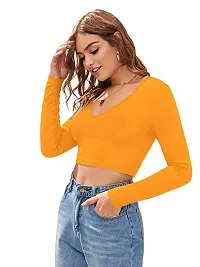 Maheshvi Combo Casual Short Sleeves Ribbed V Neck Polyster Blend Crop Top (17 Inches)-thumb4