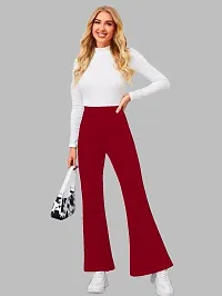 Maheshvi Women's High Waist Bell Bottom Trouser, Elastic Flared Bootcut Pants, Stretchy Parallel Leg for Casual Office Work wear (Dhoni)-thumb2