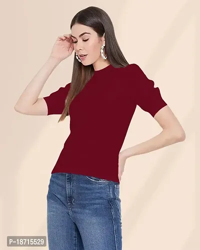 Maheshvi Women's Round Neck Short Sleeve Elegant Tee Top .(Sofia)-thumb5