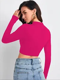 Maheshvi Polyester Blend Round Neck Full Sleeves Stylish Crop Top for Women (16 Inches)-thumb2