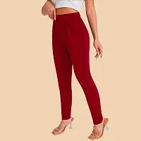 Elegant Maroon Polyester Solid Trousers For Women-thumb3