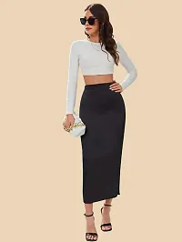 Elegant Black Polyester Solid Skirts For Women And Girls-thumb4