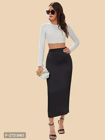 Elegant Black Polyester Solid Skirts For Women And Girls-thumb5