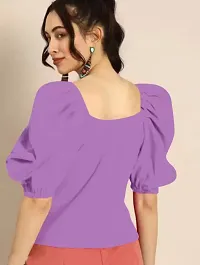 Stylish Purple Knitted Polyester Solid Top For Women-thumb1