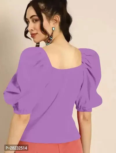 Stylish Purple Knitted Polyester Solid Top For Women-thumb2