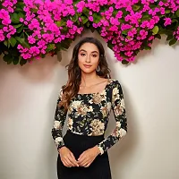 Elegant Black Polyester Printed Top For Women-thumb1